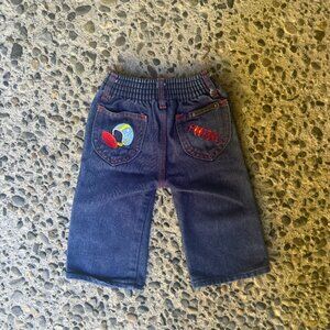 Vintage Dark Wash Denim Football Embroidered Baby Jeans Little by Little